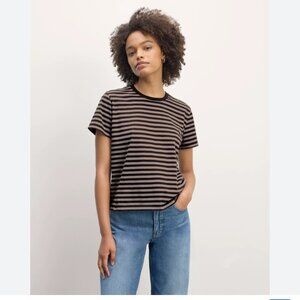 NWT Everlane Box-Cut tee 100% organic cotton artist clay/black size XXS